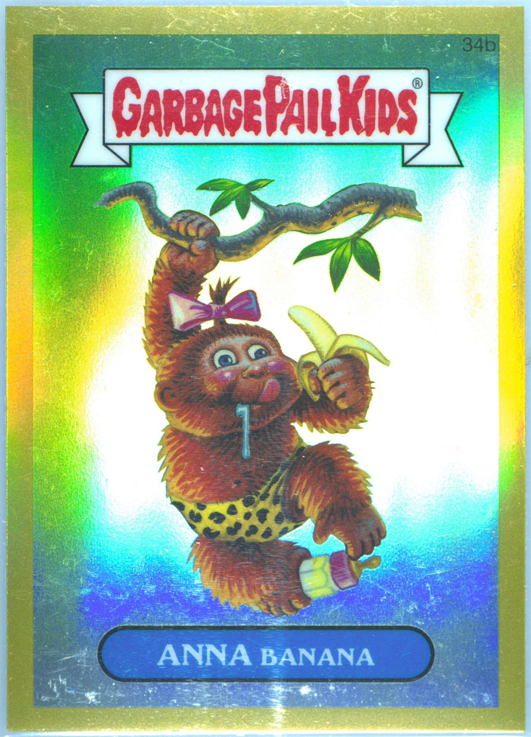 2013 Topps Garbage Pail Kids Chrome Series 1 Gold Refractor #34b Anna Banana front
