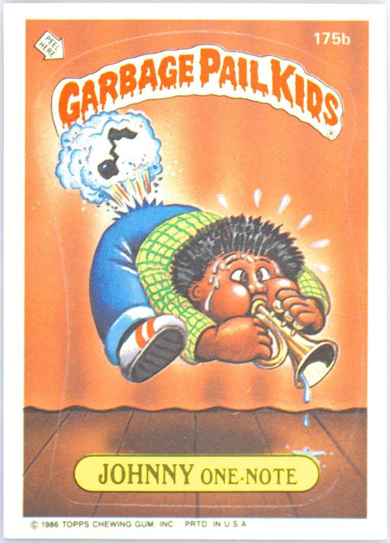 1986 Topps Garbage Pail Kids Original Series 5 Mirror Back #175b Johnny One-Note front