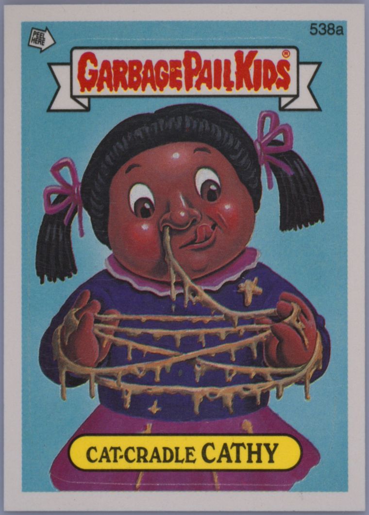 1988 Topps Garbage Pail Kids Original Series 14 Complete Puzzle Back #538a Cat-Cradle Cathy front