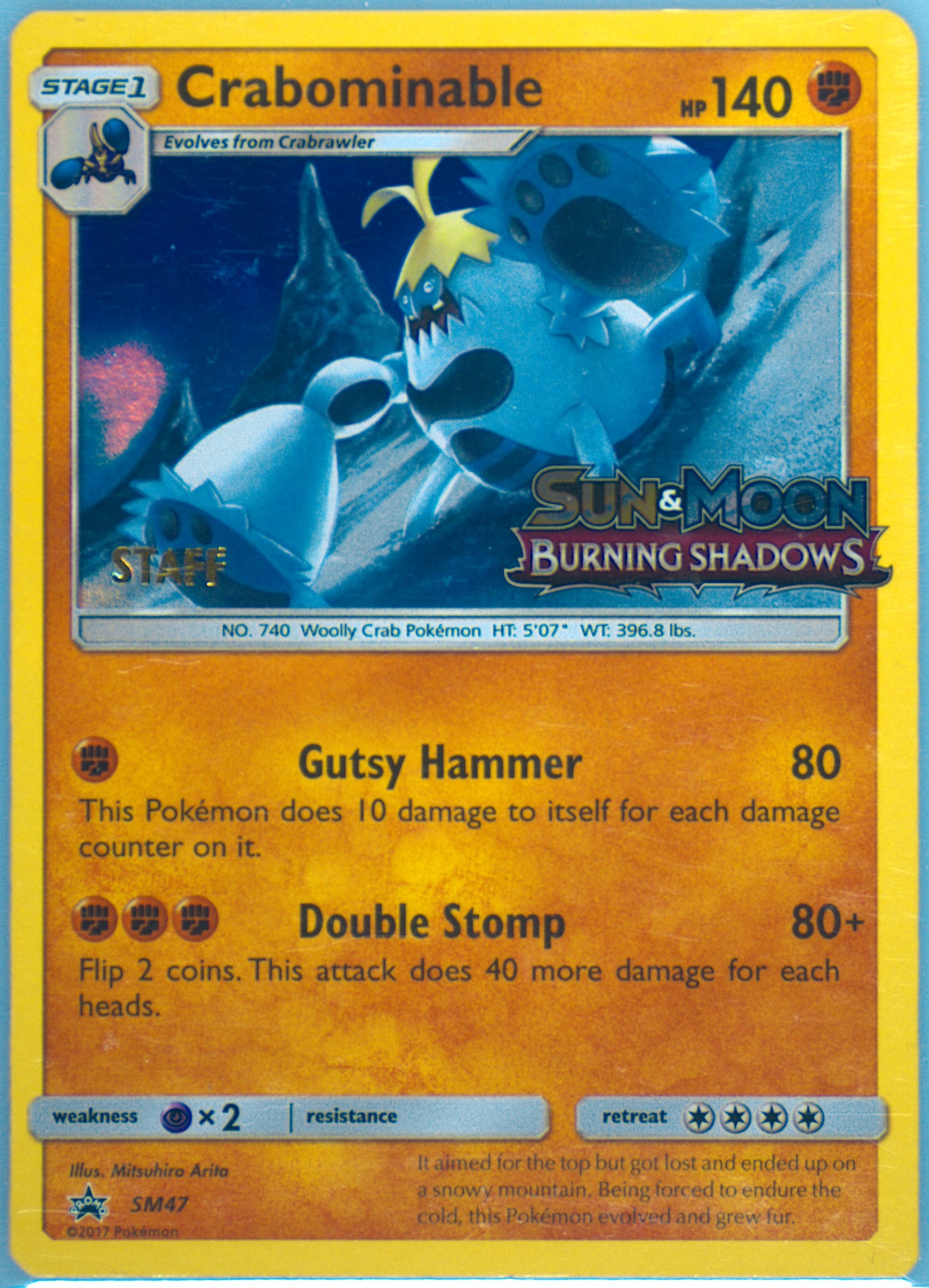 pokemon card crabominable Crabominable (74/147) [Sun & Moon: Burning Shadows] main image 0