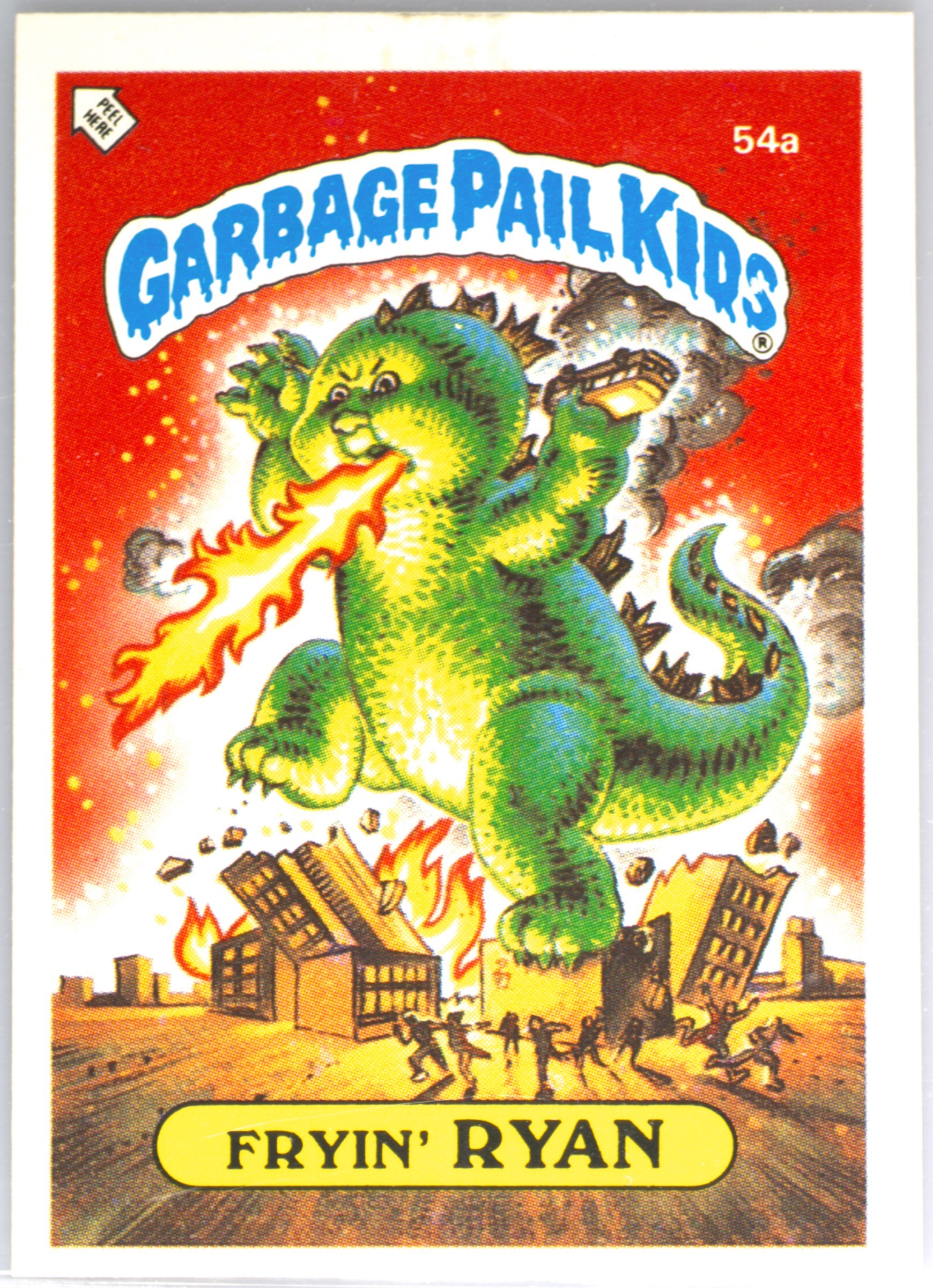 1986 Topps Garbage Pail Kids Stickers-U.K. Minis #54a Fryin' Ryan front