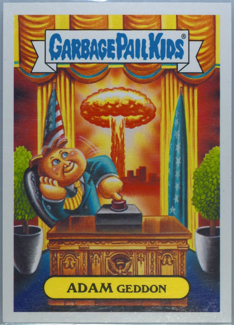 2017 Topps Garbage Pail Kids Adam-Geddon Series 1 Nuclear Sticker SERIES 1-NUCLEAR STICKER #17b ADAM GEDDON front