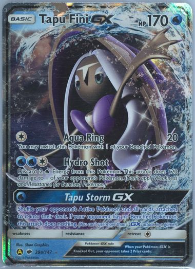 pokemon card tapu fini Tapu Fini GX 133/147 Full Art Ultra Rare Sun & Moon Burning Shadows Po main image 0