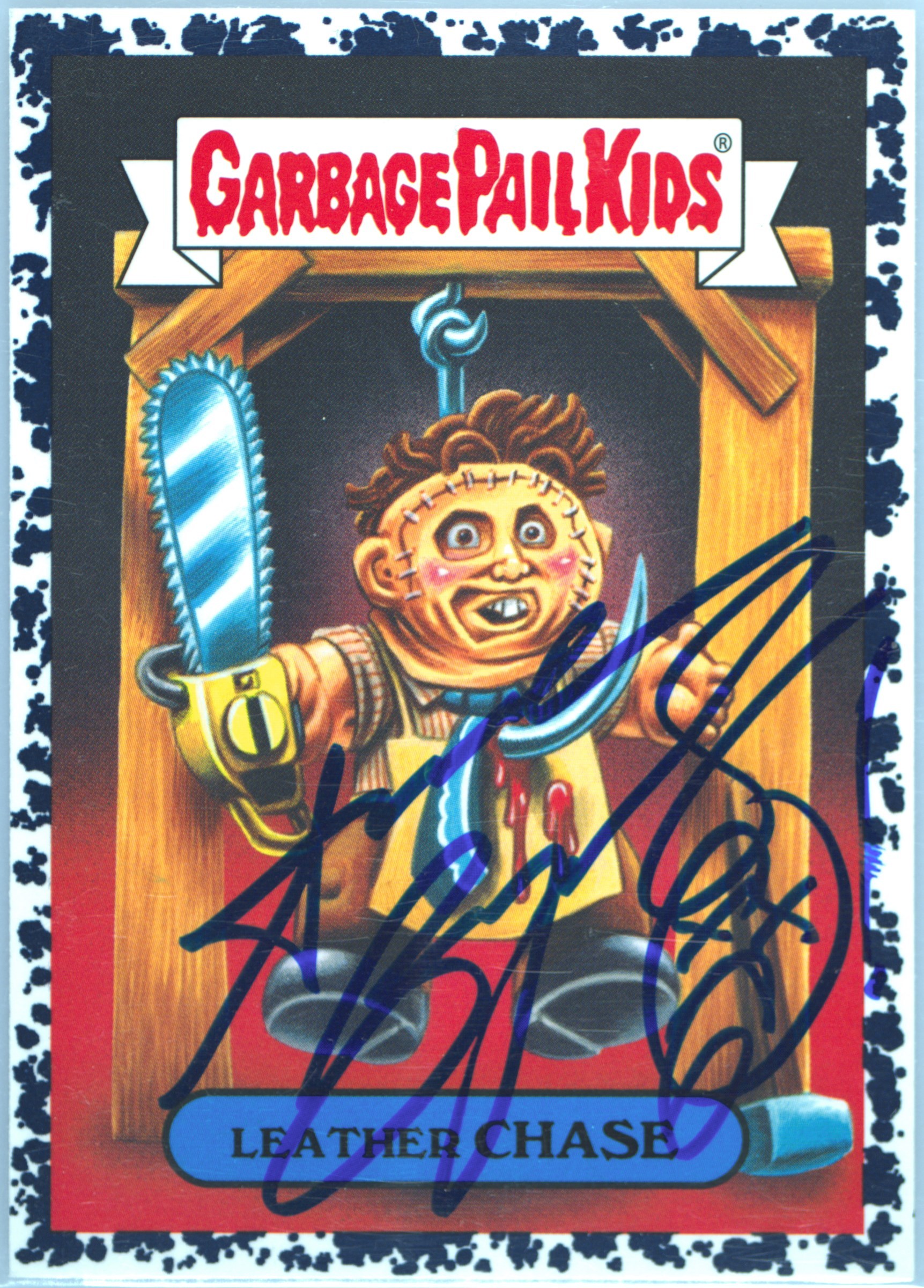 2018 Topps Garbage Pail Kids Series 2 Retro Horror Stickers Bruised #13a Leather Chase front