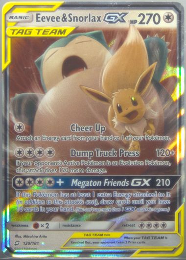 Eevee & Snorlax-GX Team Up Pokemon Card | Pikawiz