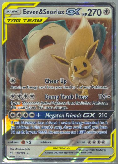 【PSA10】 イーブイ&カビゴン GX/Eevee & Snorlax GX PSA 10 Eevee & Snorlax GX 297/SM-P Promo Tag Bolt 2018