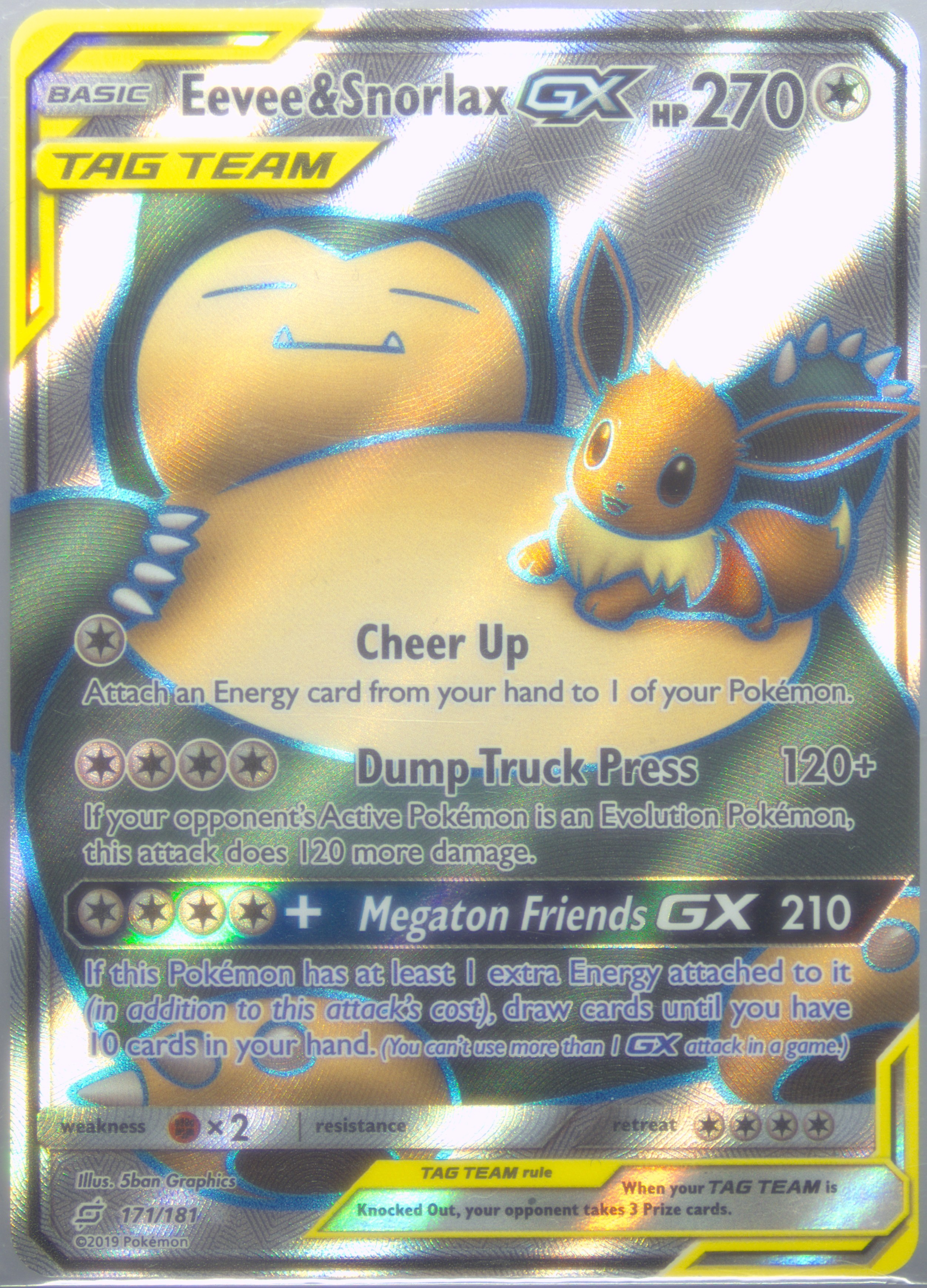 pokemon card snorlax gx Eevee & Snorlax GX Team Up 120/181 PSA 9 – TBC Games main image 0