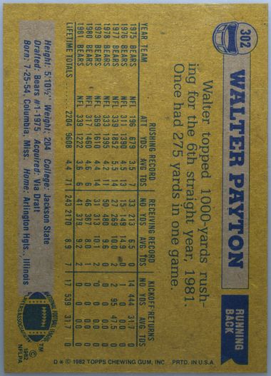 Auction Prices Realized Football Cards 1982 Topps Walter Payton Auction Prices Realized Football Cards 1982 Topps Walter Payton