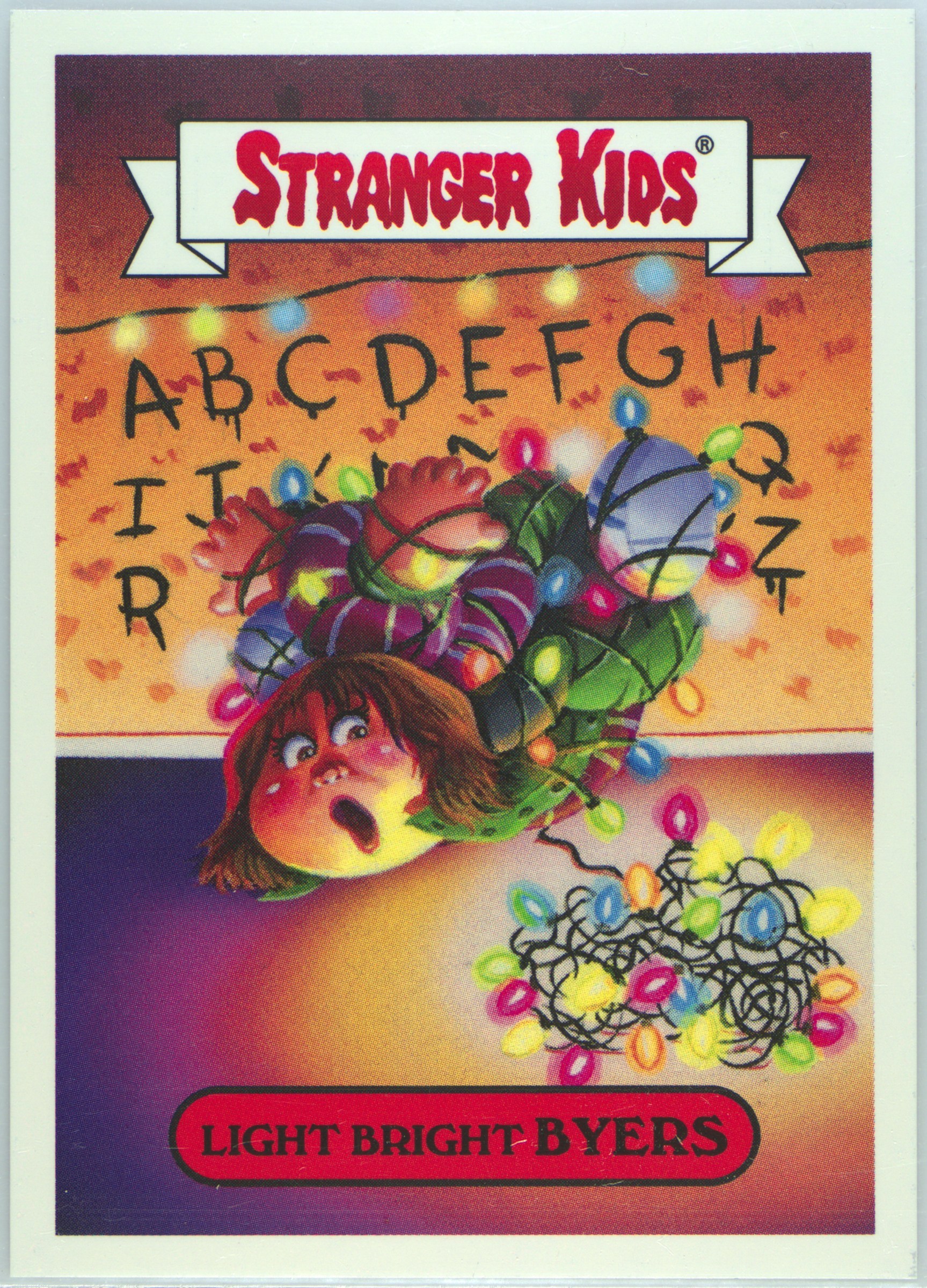 2018 Topps Garbage Pail Kids Stranger Kids Sticker #5b Light Bright Byers front