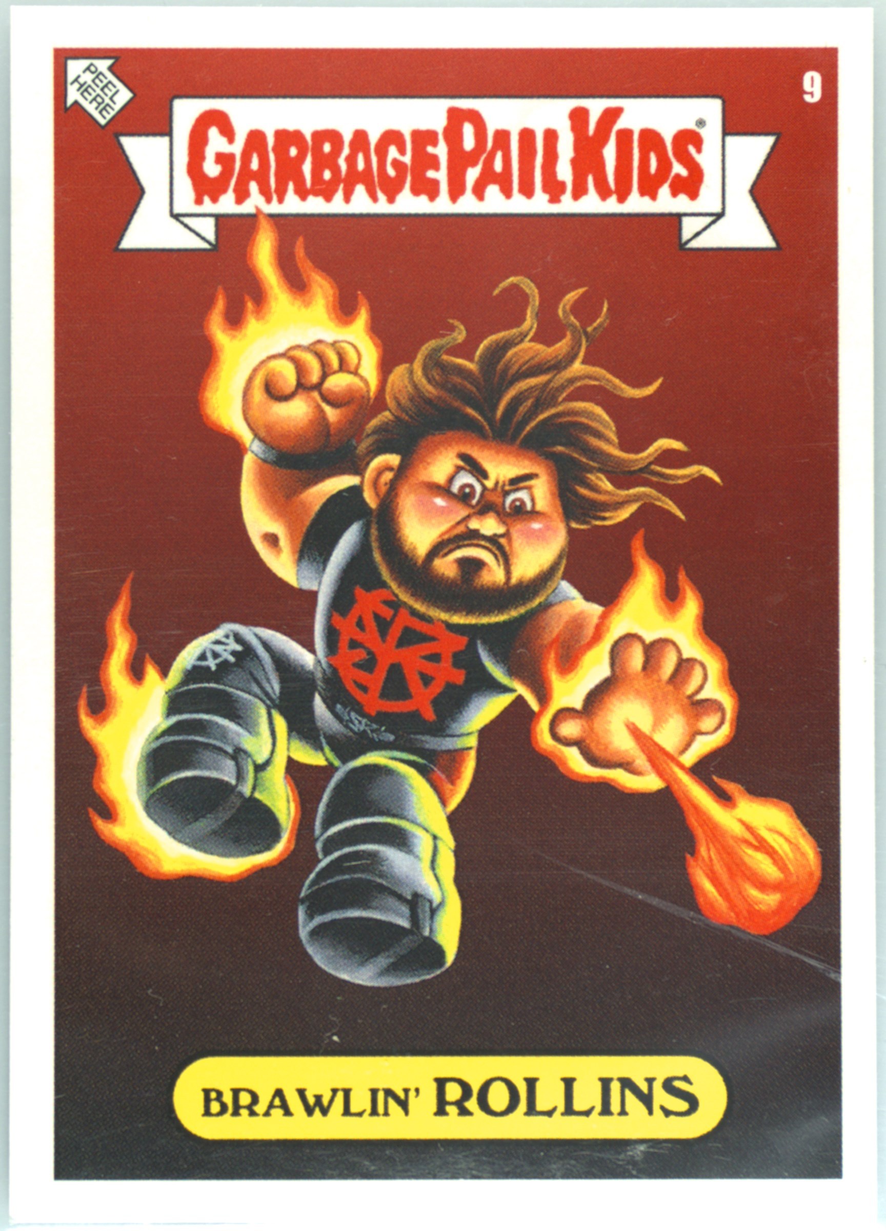 2019 Topps Garbage Pail Kids WWE x GPK #9 Brawlin' Rollins front