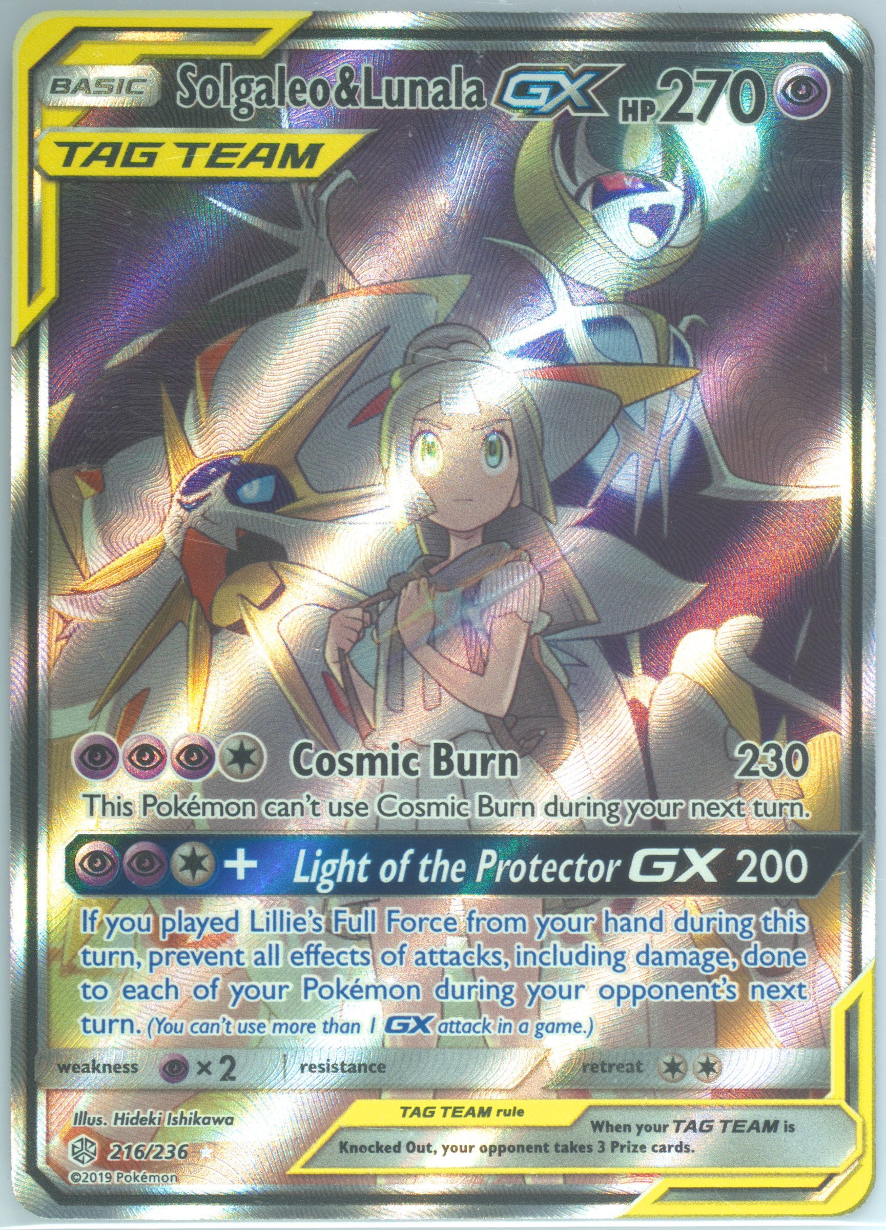 pokemon cards lunala Solgaleo & Lunala GX 216/236 main image 0