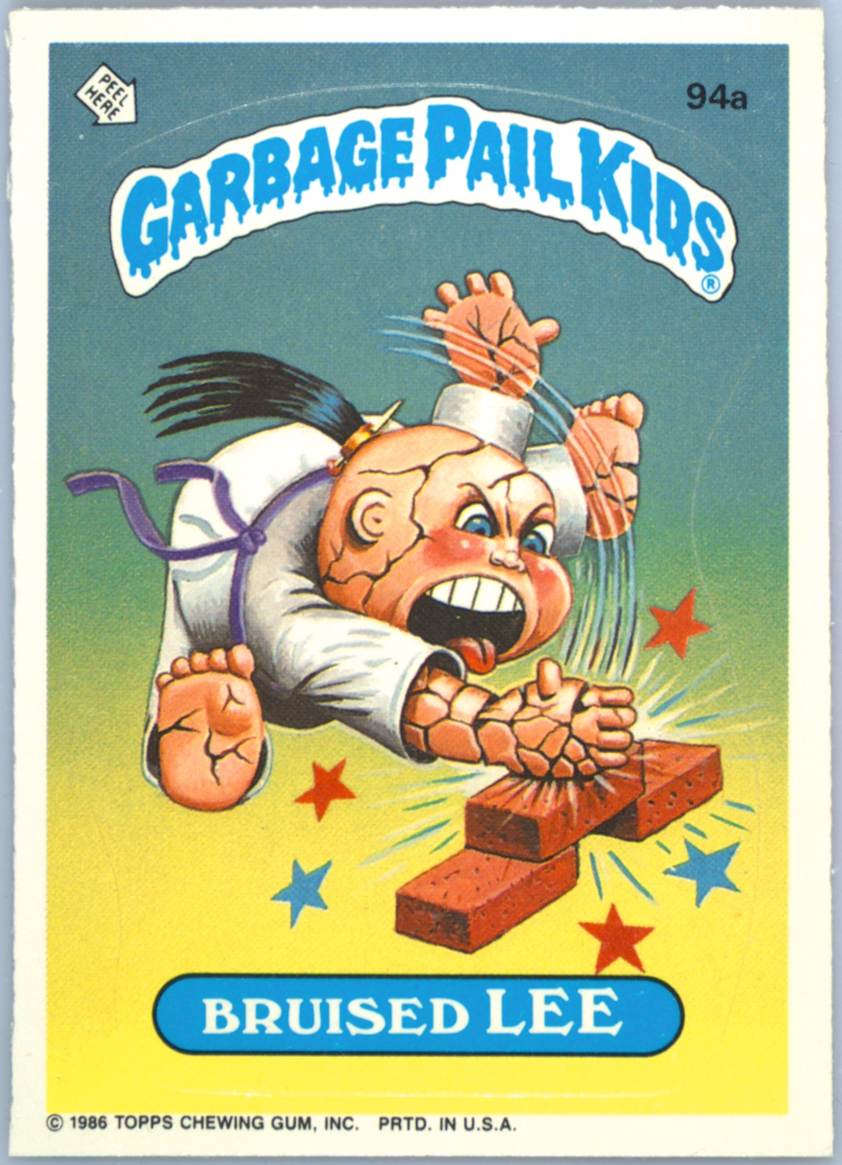 1986 Topps Garbage Pail Kids Original Series 3 With Copyright #94a Bruised Lee front
