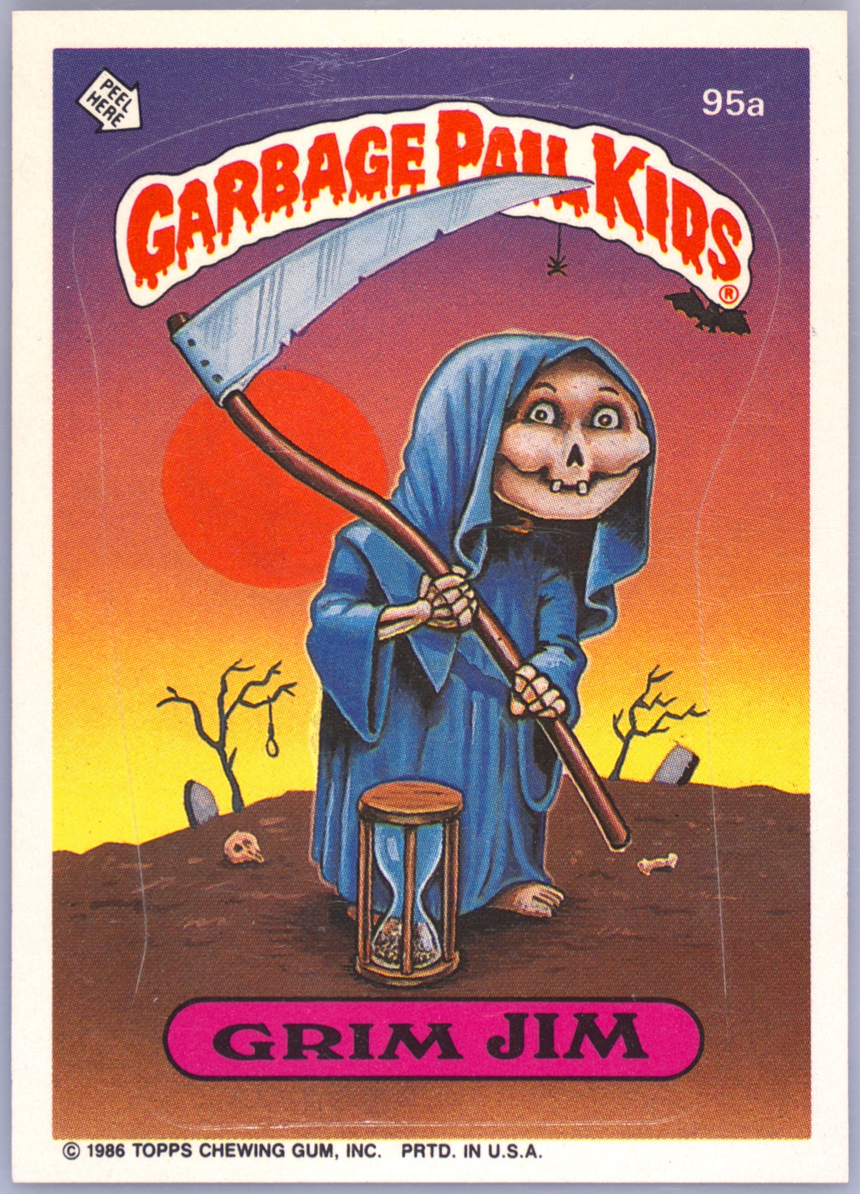 1986 Topps Garbage Pail Kids Original Series 3 With Copyright #95a Grim Jim front
