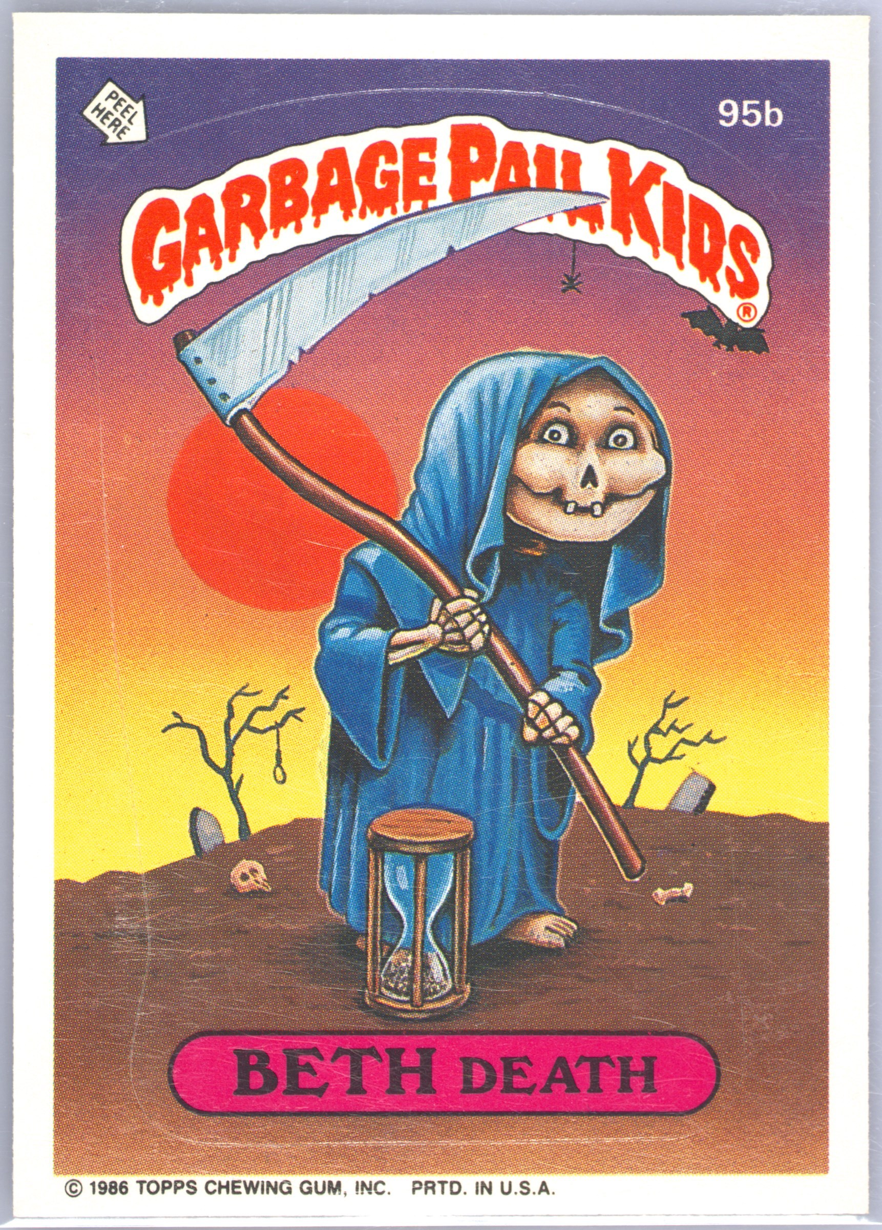 1986 Topps Garbage Pail Kids Original Series 3 With Copyright #95b Beth Death front
