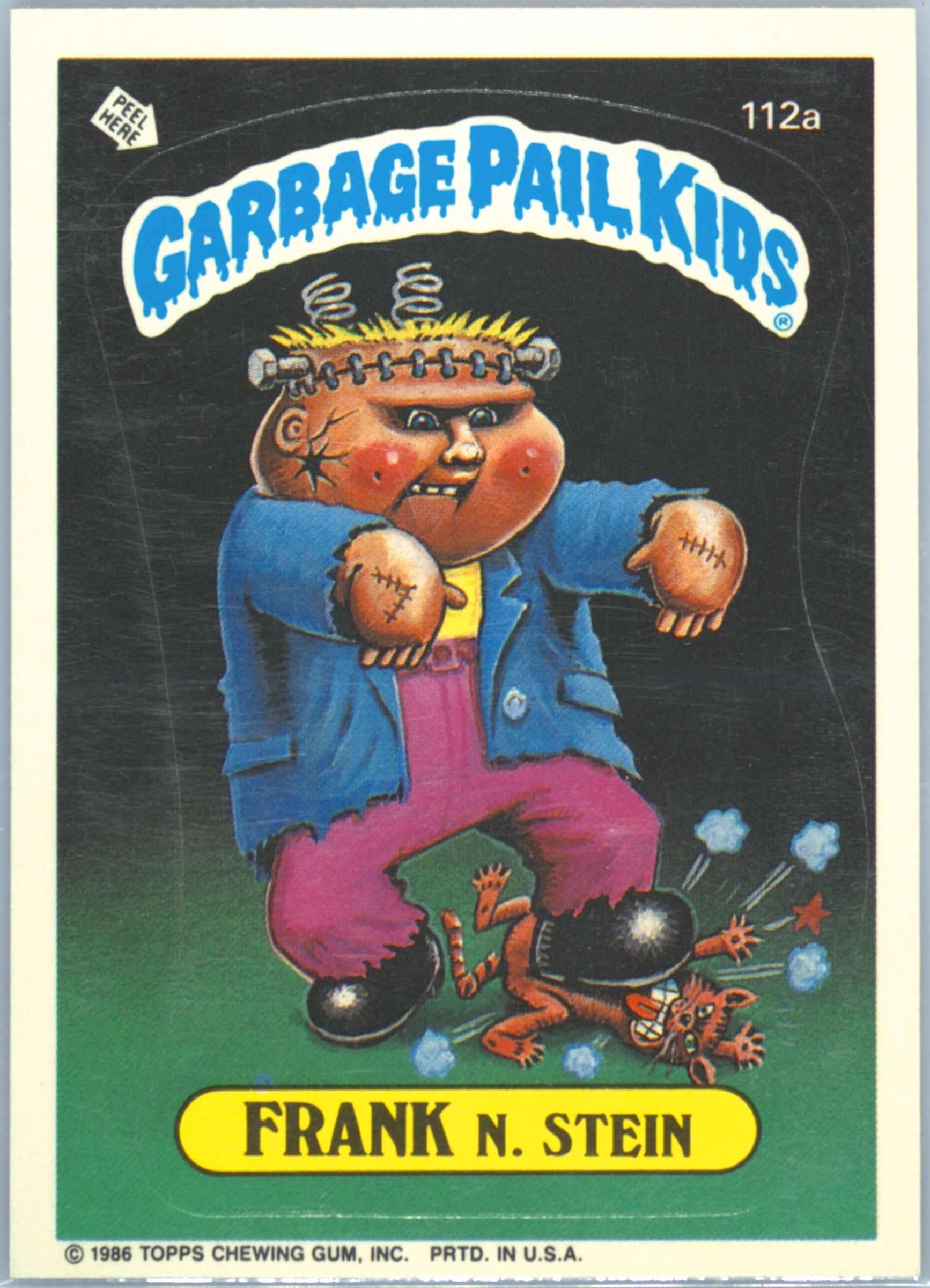 1986 Topps Garbage Pail Kids Original Series 3 With Copyright #112a Frank N. Stein front