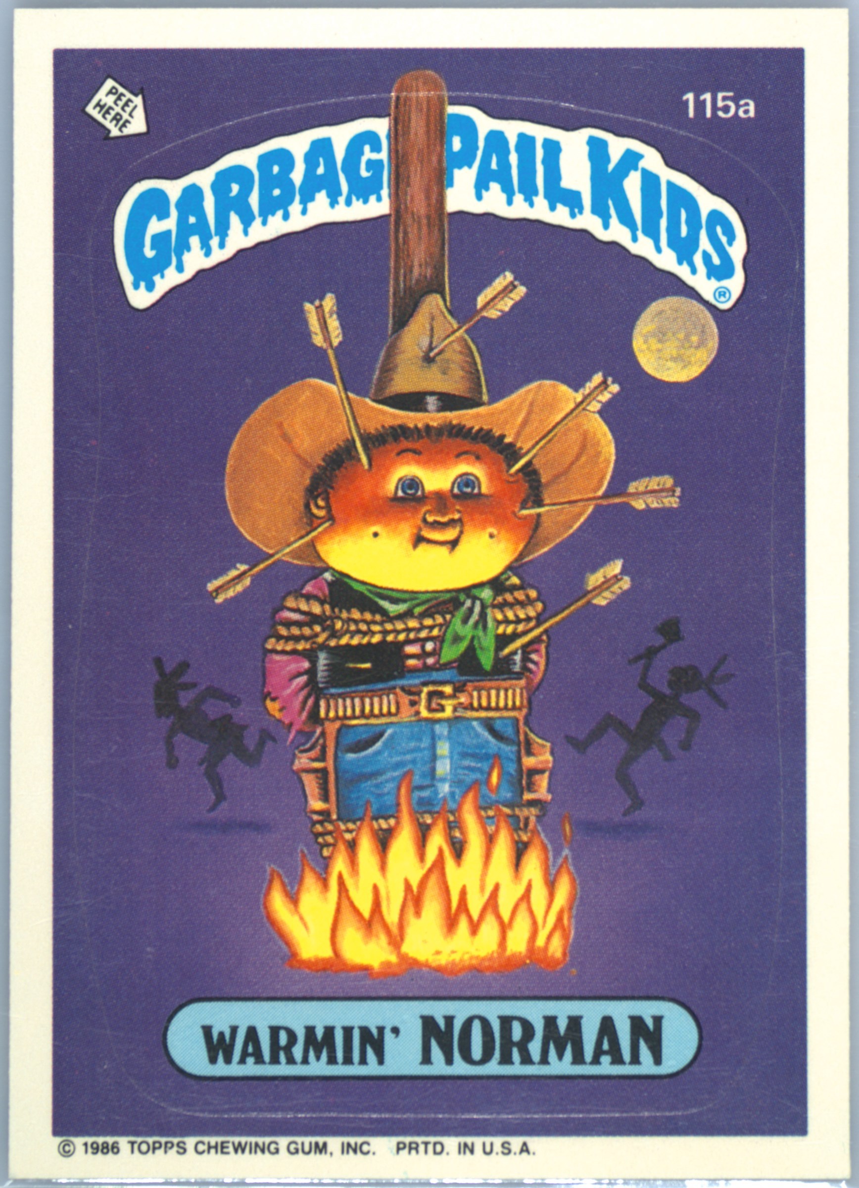 1986 Topps Garbage Pail Kids Original Series 3 With Copyright #115a Warmin' Norman front