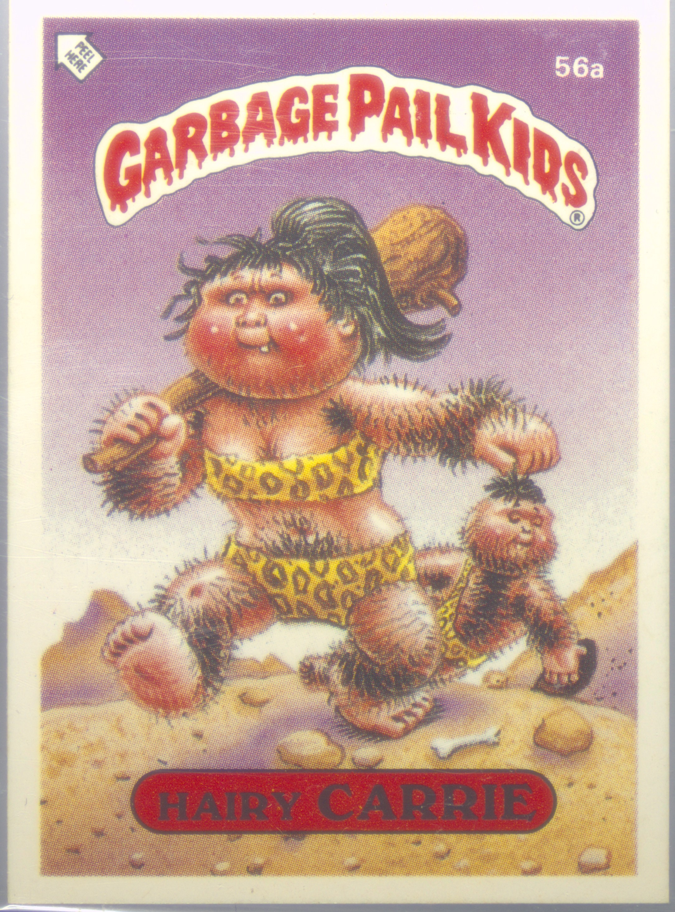 1986 Topps Garbage Pail Kids Stickers-U.K. Minis #56a Hairy Carrie front