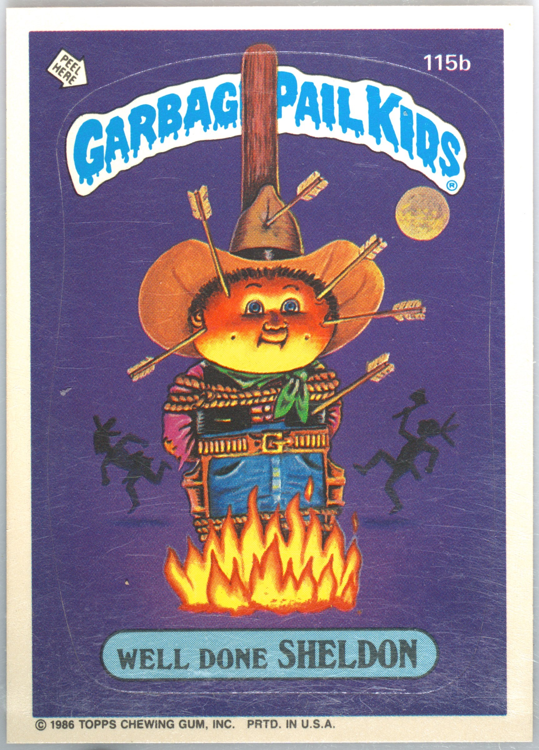 1986 Topps Garbage Pail Kids Original Series 3 With Copyright #115b Well Done Sheldon front