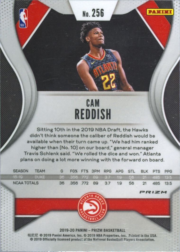 その他 2019 Cam Reddish Select White Prizm NBA Spec Details