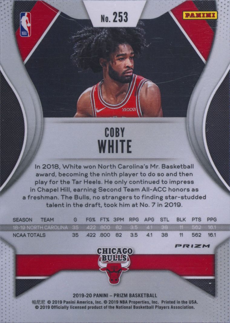 その他 2019 Coby White Hyper Prizm Bulls Rookie Coby White 2019 Prizm #253 Red White Blue Price Guide - Sports