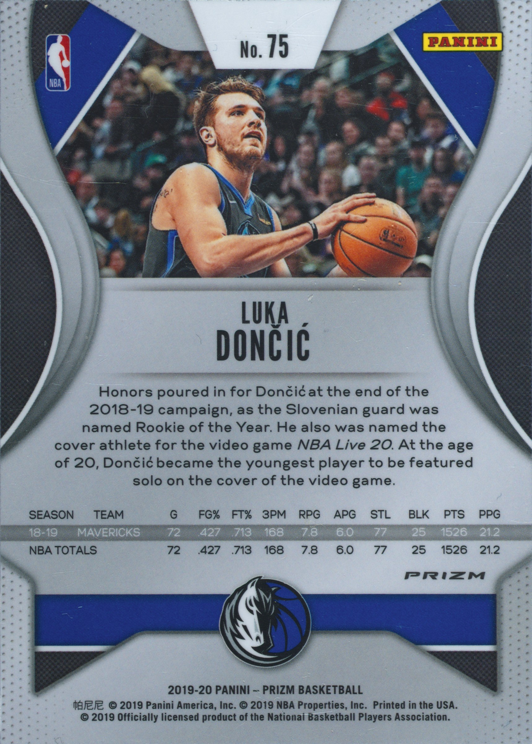 その他 2019 Panini Prizm LUKA DONCIC #75 Spec Details