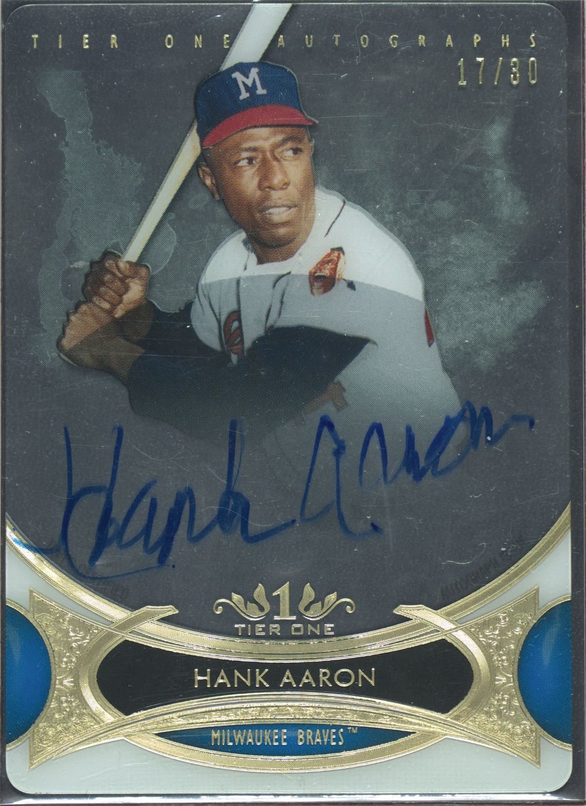 2014 Topps Tier One Hank AARON clear acetate auto /30 BRAVES 2014 Topps Tier One Hank AARON clear acetate auto ⁄30 BRAVES