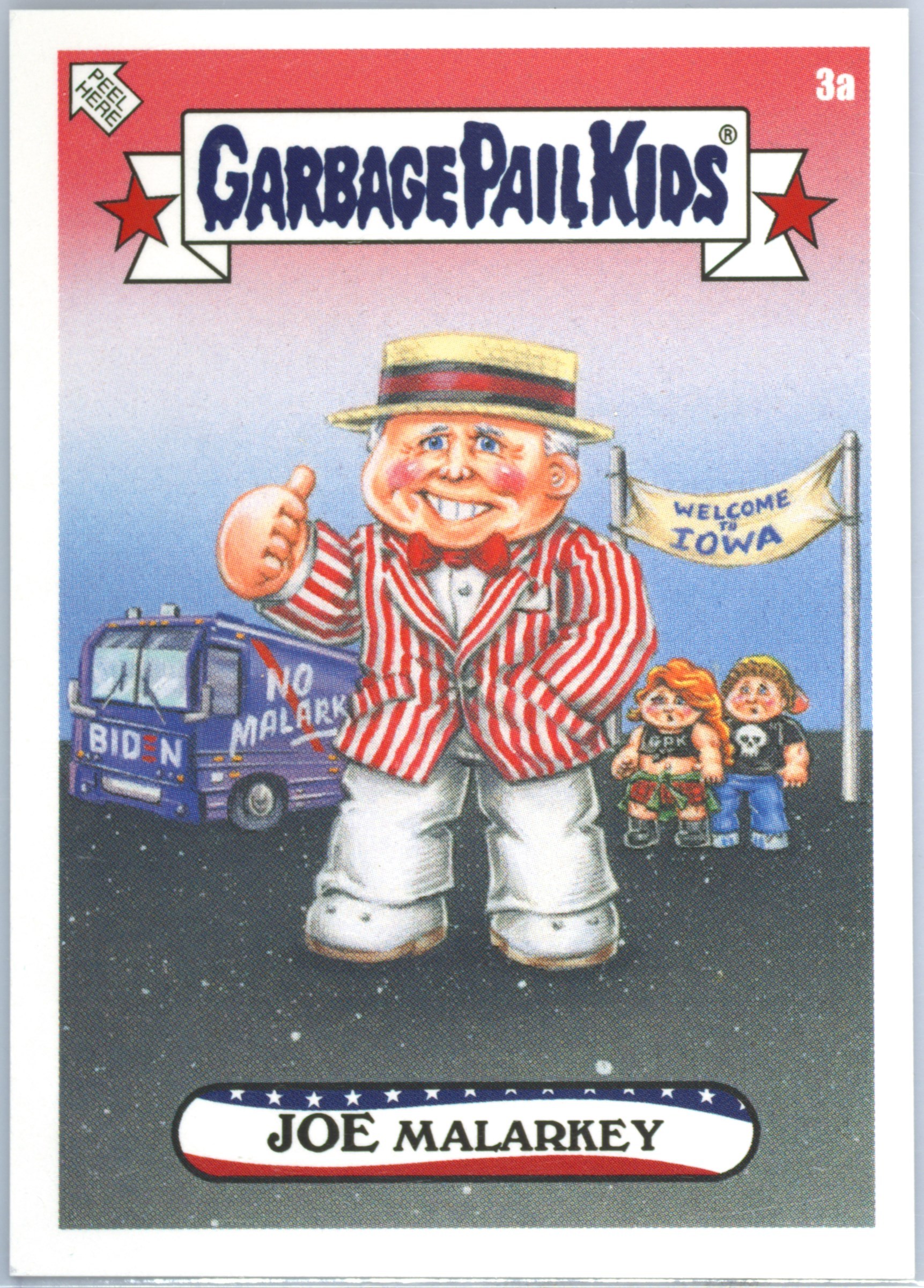 2020 Topps Garbage Pail Kids Disgrace To The White House Iowa Caucus #3a Joe Malarkey front