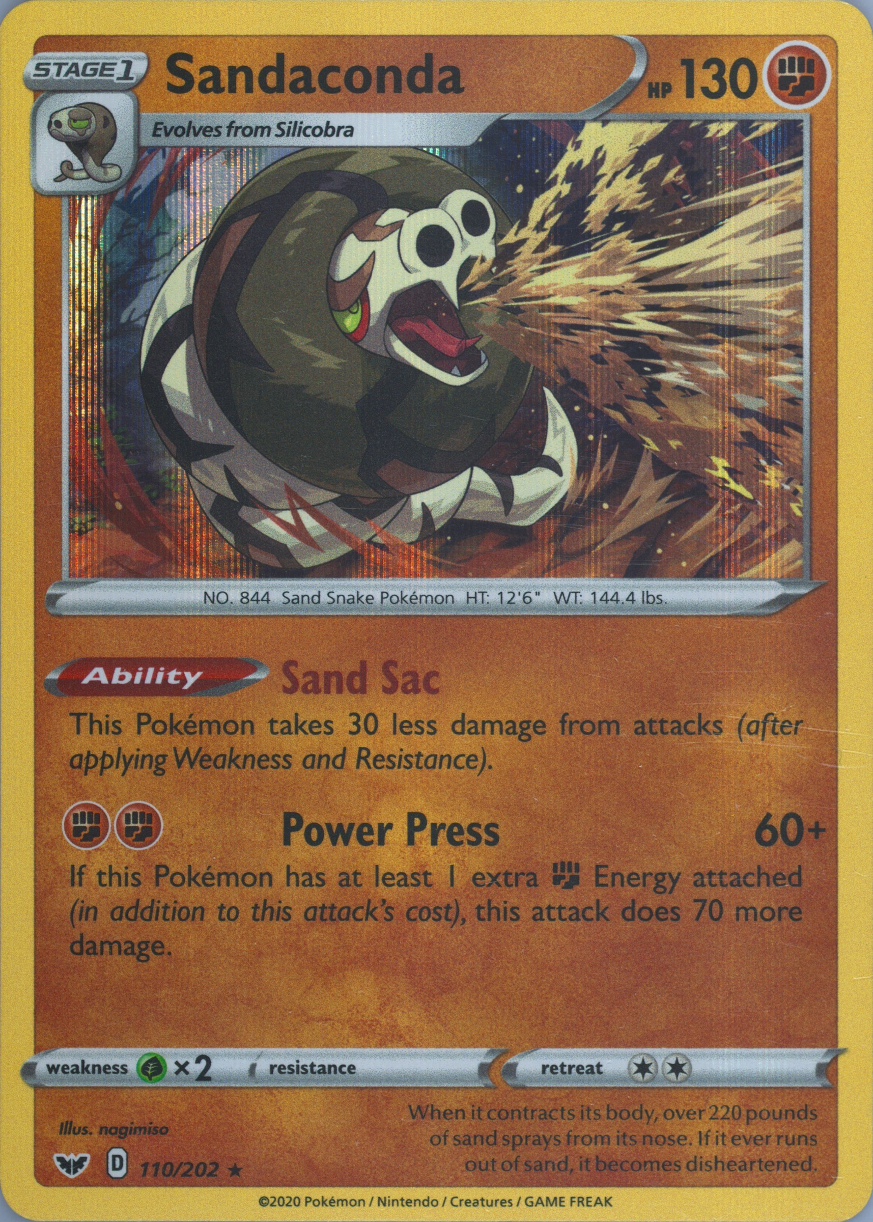 sandaconda pokémon card Pokemon TCG - Sandaconda Shining Fates Holographic Card SV071/SV122 main image 1