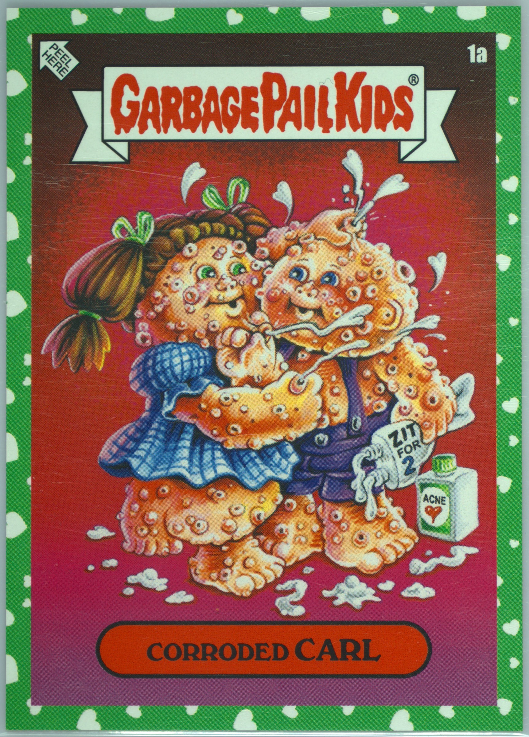 2020 Topps Garbage Pail Kids Mr. And Mrs. Green Hearts #1a Corroded Carl front