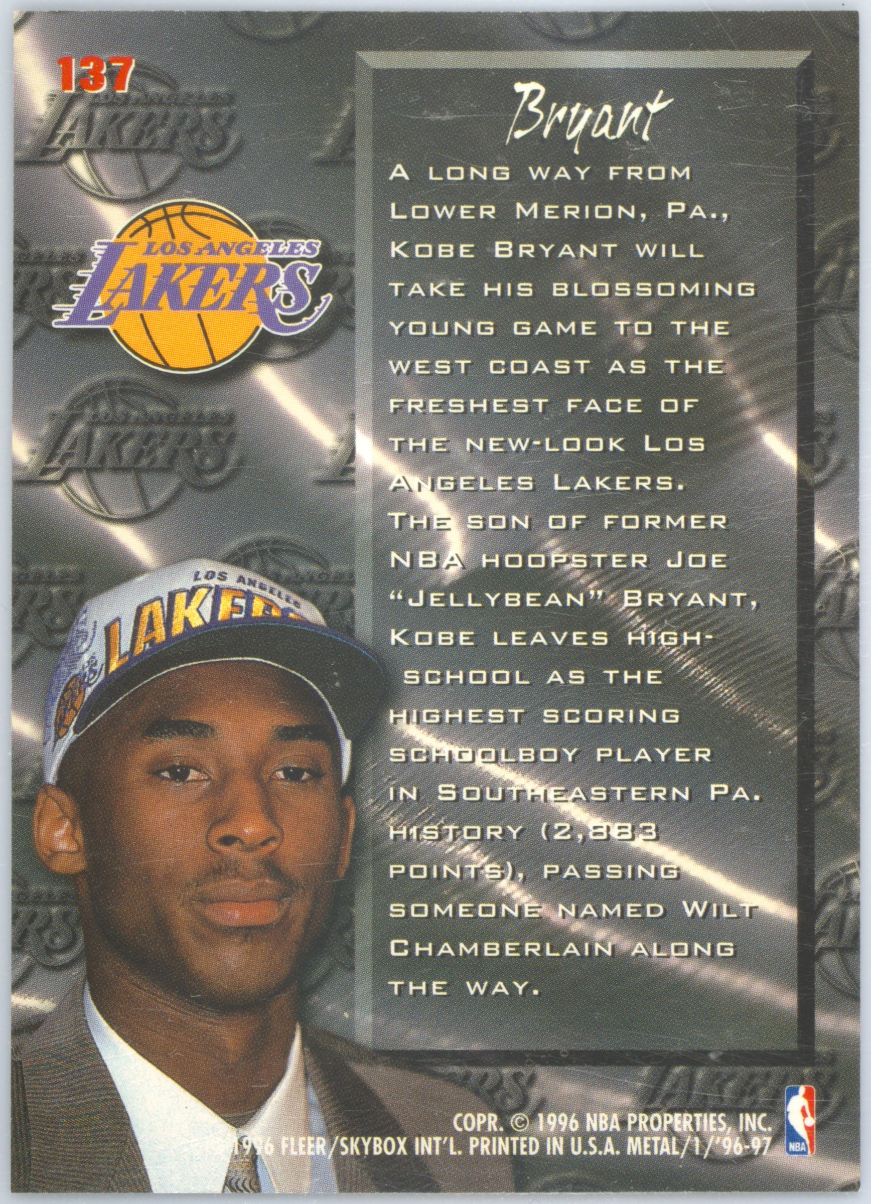 1996-97 l Kobe Bryant #137 NBAカード 1997-98 Topps Finest - Kobe Bryant #137 for sale | eBay