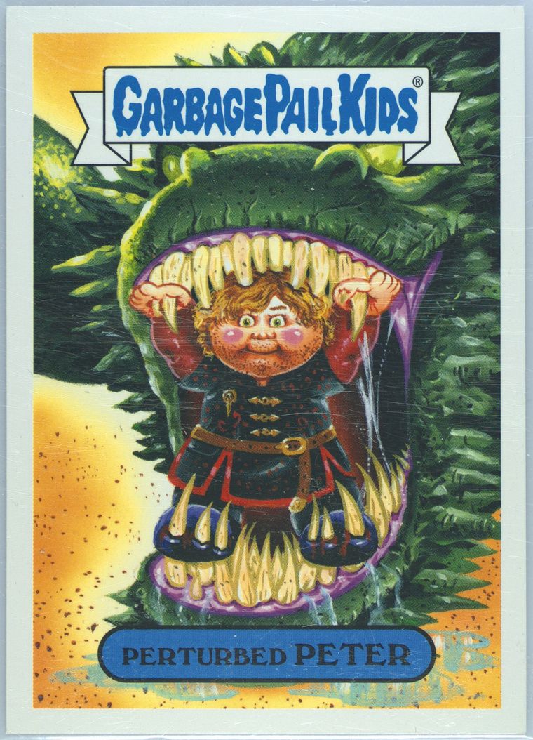 2016 Topps Garbage Pail Kids Trashy Tv Sci-Fi Tv Series Sticker Puke #3b PERTURBED PETER front