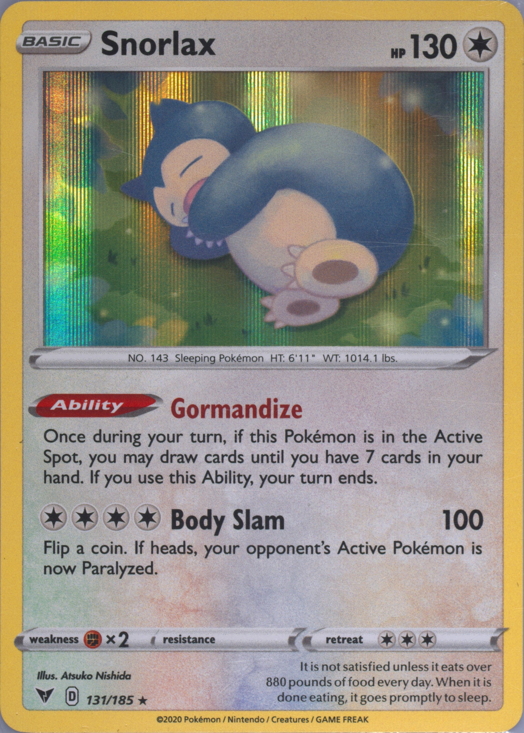 snorlax pokemon card 2020 Snorlax VMAX 142 202 Case main image 1