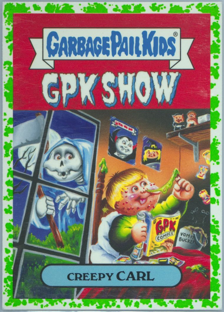 2019 Topps Garbage Pail Kids We Hate The '90s Puke Green #6a Creepy Carl front