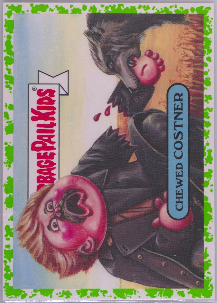 2019 Topps Garbage Pail Kids We Hate The '90s Puke Green #5b Chewed Costner front