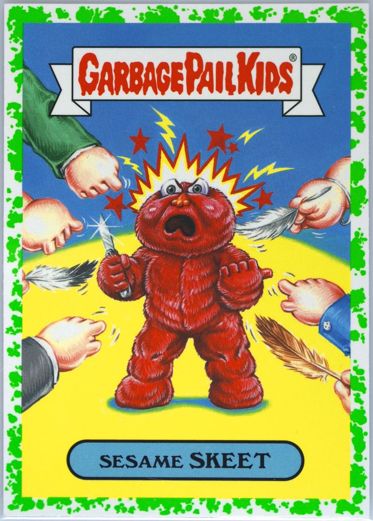 2019 Topps Garbage Pail Kids We Hate The '90s Puke Green #18b Sesame Skeet front