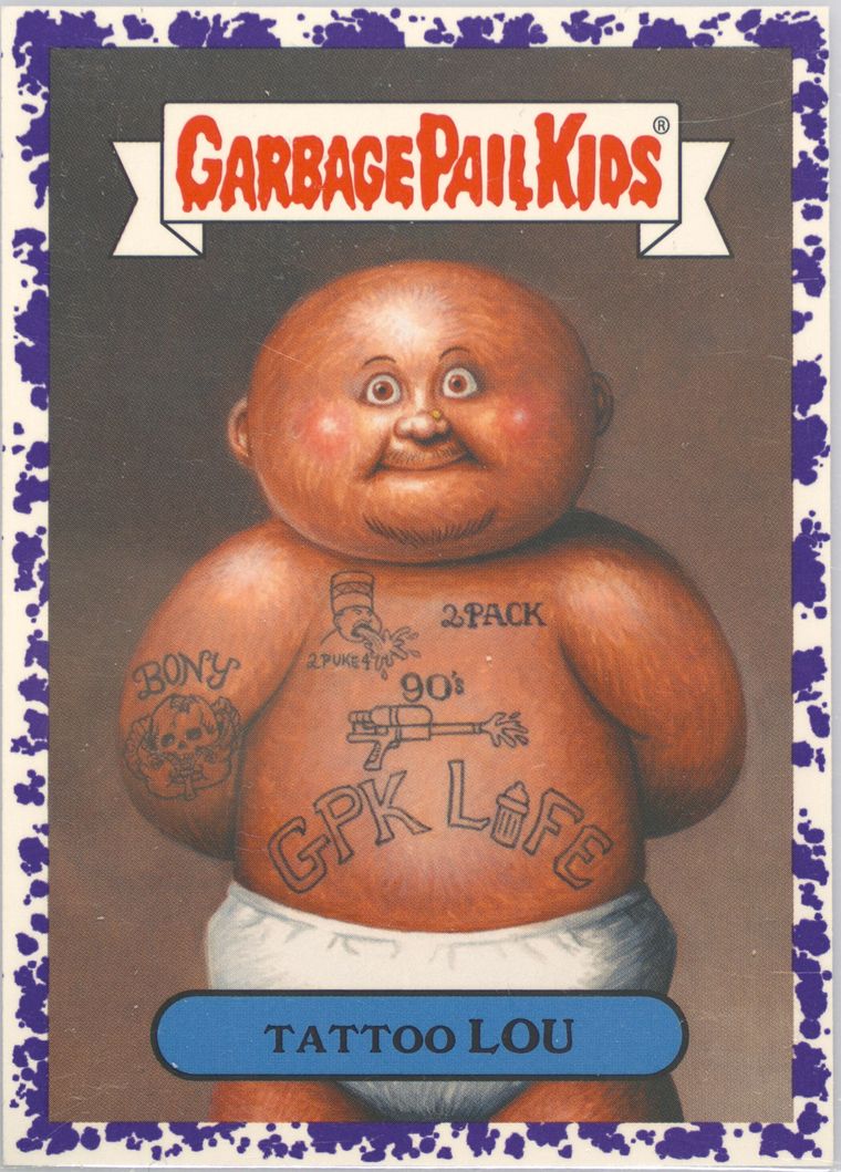 2022 Topps Garbage Pail Kids We Hate The '90s Jelly Purple #6b Tattoo Lou front