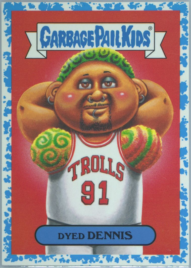 2019 Topps Garbage Pail Kids We Hate The '90s Spit Blue #7a Dyed Dennis front