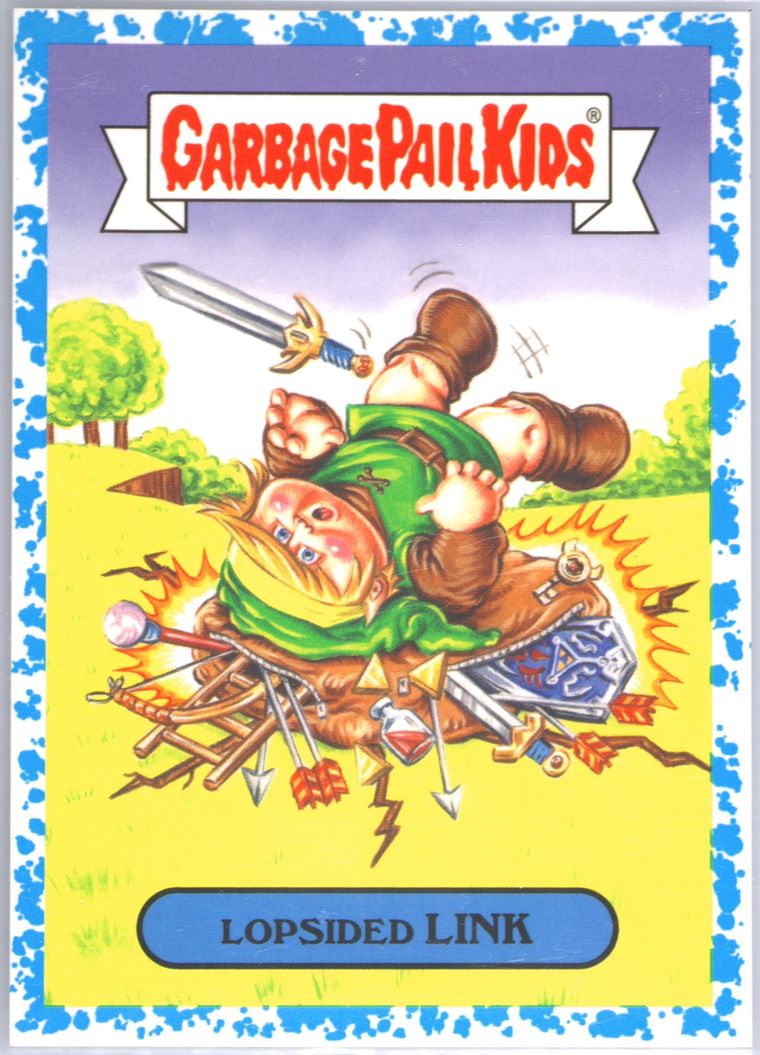 2019 Topps Garbage Pail Kids We Hate The '90s Spit Blue #1a Lopsided Link front