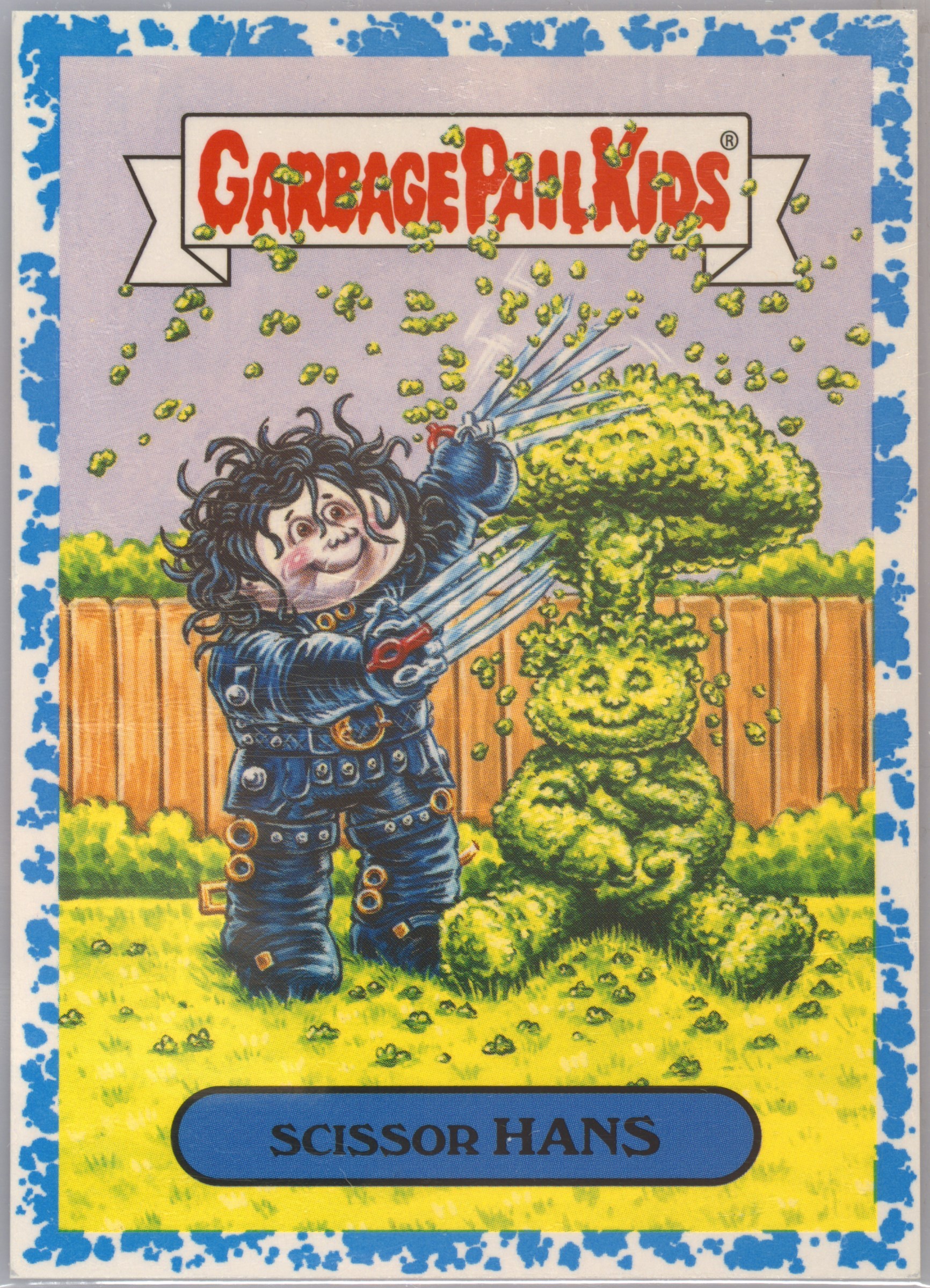 2019 Topps Garbage Pail Kids We Hate The '90s Spit Blue #6b Scissor Hans front