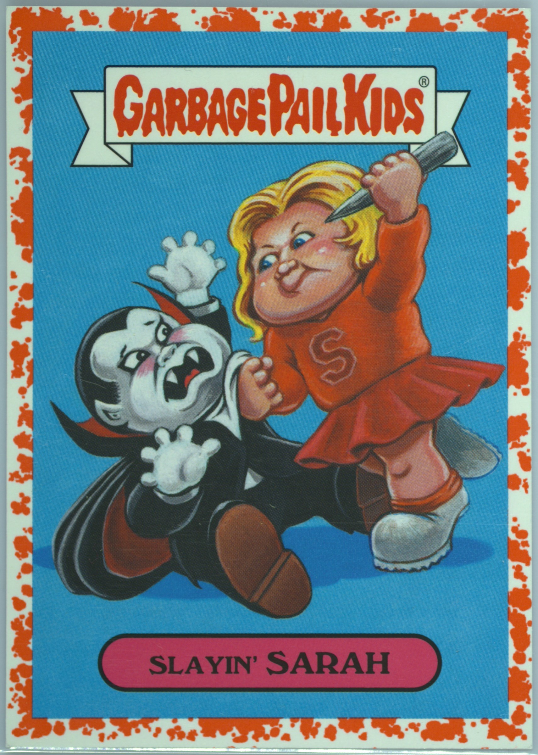 2019 Topps Garbage Pail Kids We Hate The '90s Bloody Nose Red #10b Slayin' Sarah front
