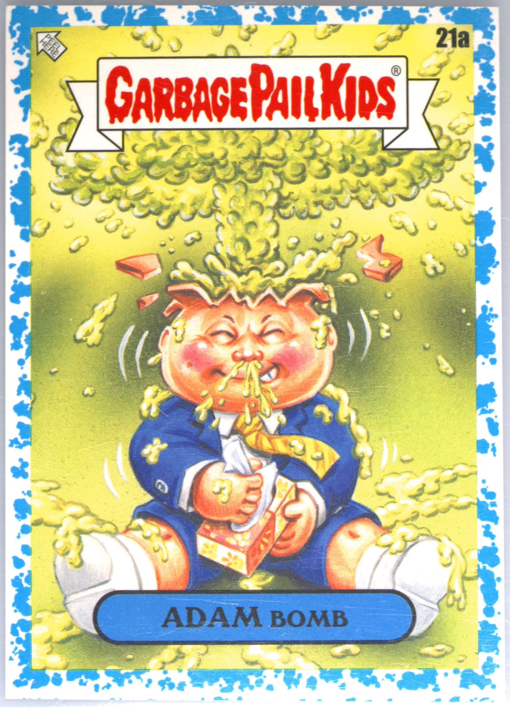 2020 Topps Garbage Pail Kids 35th Anniversary Spit Blue #21a Adam Bomb front