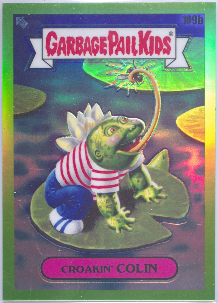 2020 Topps Garbage Pail Kids Chrome Green Refractor #109b Croakin' Colin front