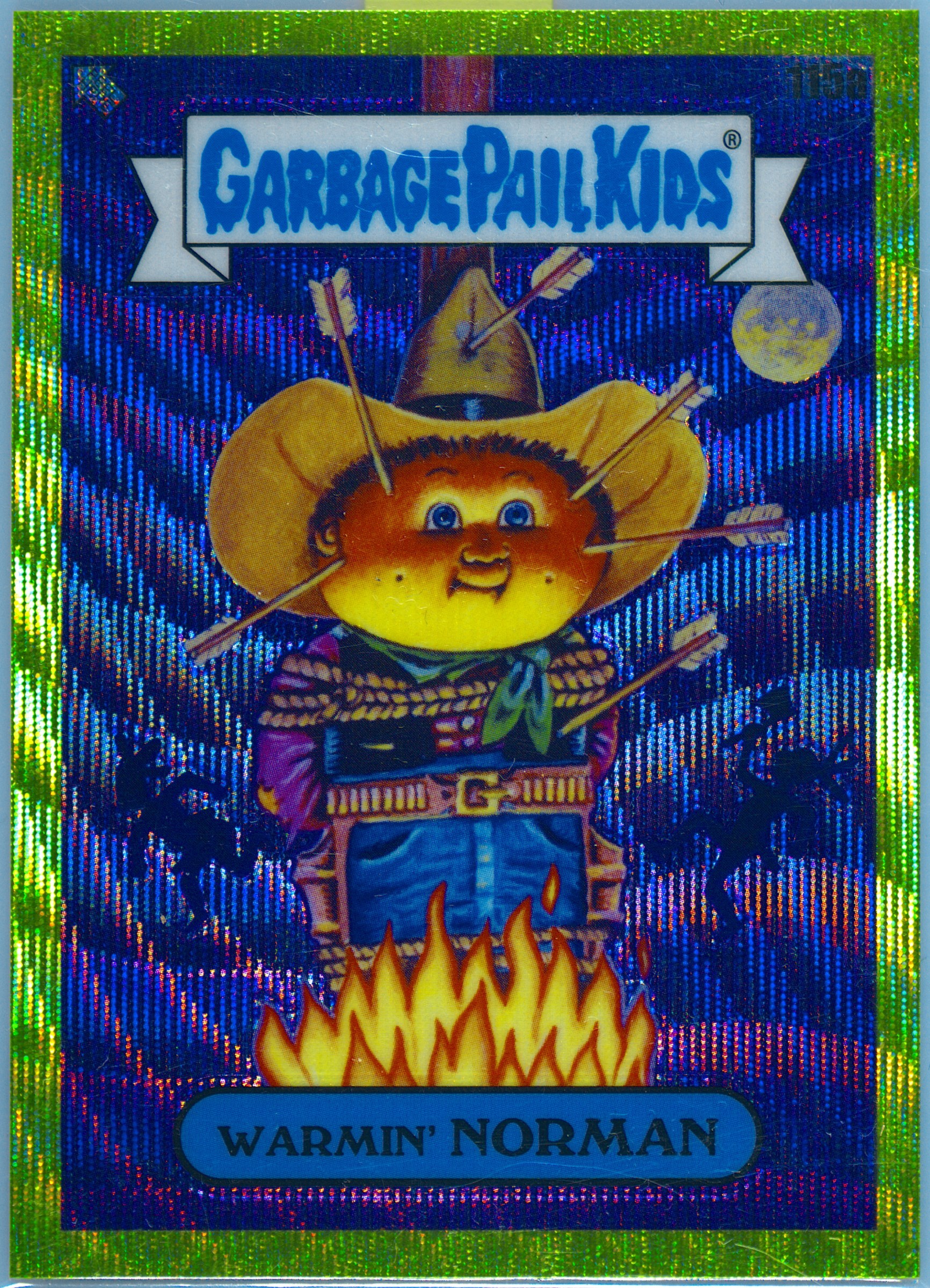 2020 Topps Garbage Pail Kids Chrome Green Wave Refractor #115a Warmin' Norman front