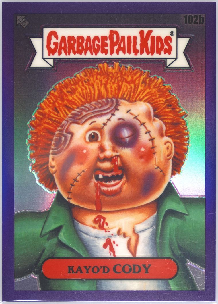 2020 Topps Garbage Pail Kids Chrome Purple Refractor #102b Kayo'd Cody front