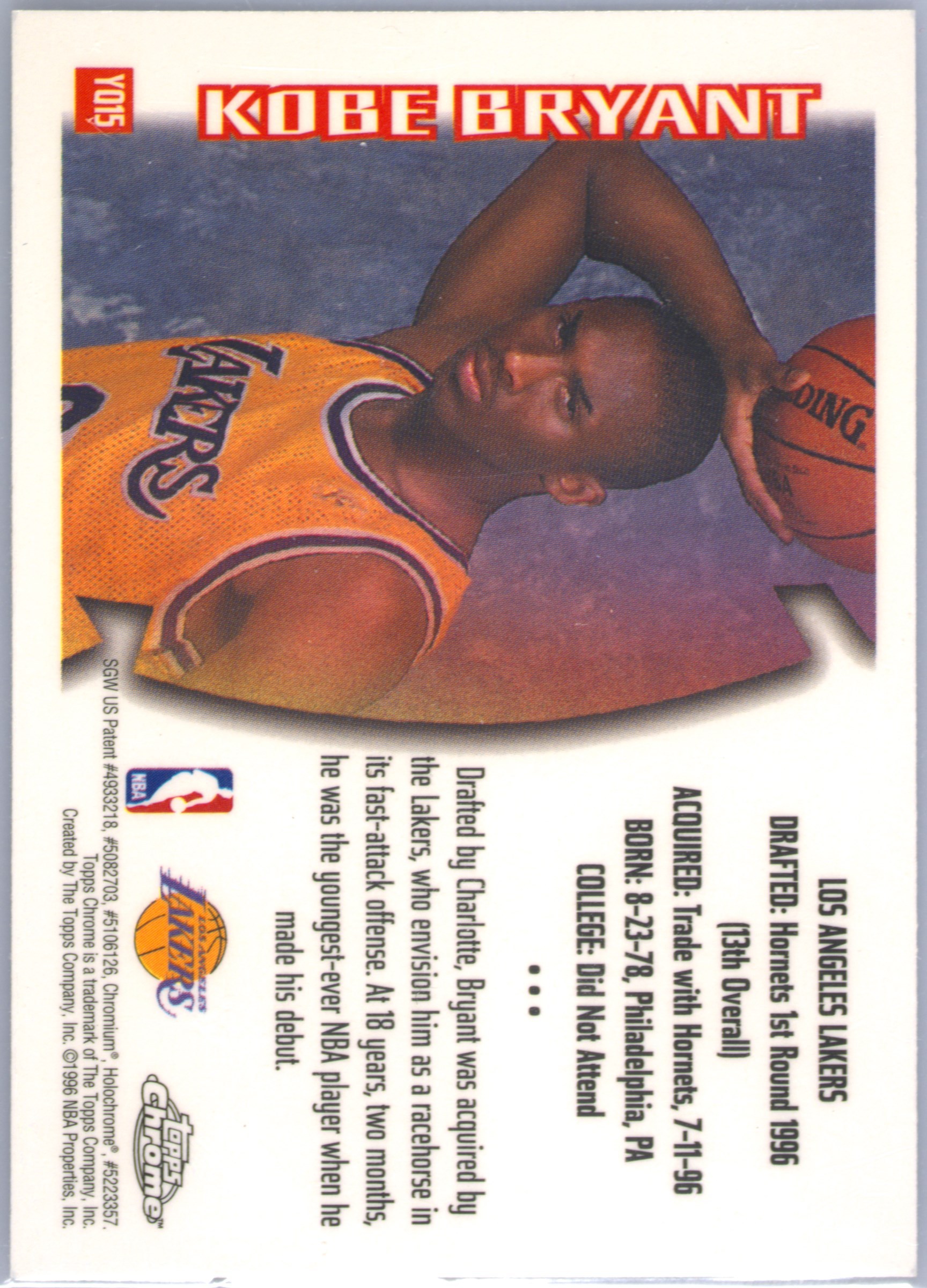その他 1996-97 Topps Youthquake #YQ15 Kobe 1996-97 Topps Chrome - Youthquake #YQ15 - Kobe Bryant