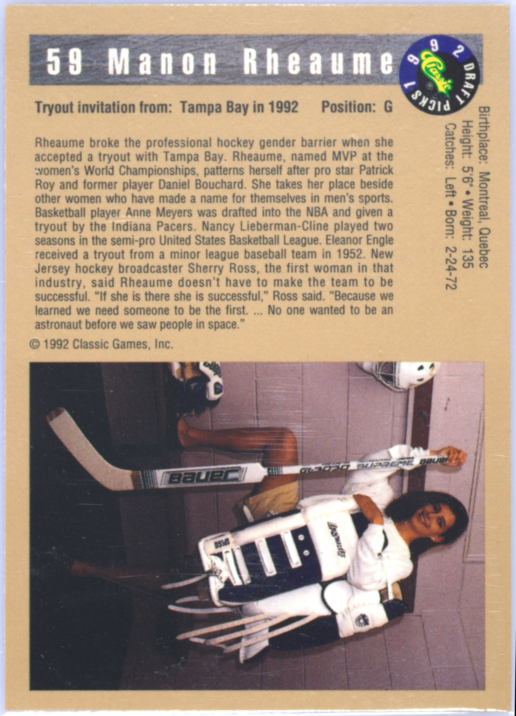 Manon Rheaume Model Spec Details