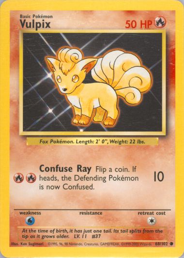 Auction Prices Realized Tcg Cards 1999 POKEMON GAME Vulpix