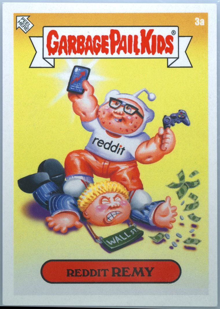 2021 Topps Garbage Pail Kids Gamestonk #3a Reddit Remy front