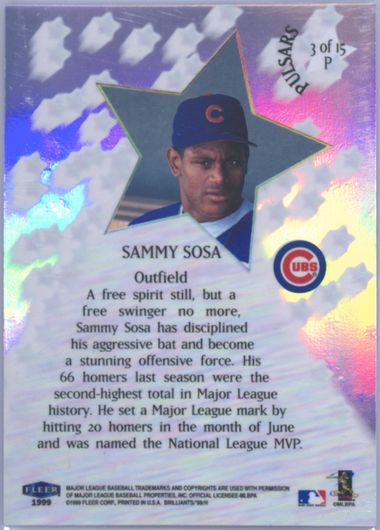 1999 Fleer Brilliants Pulsars Sammy Sosa