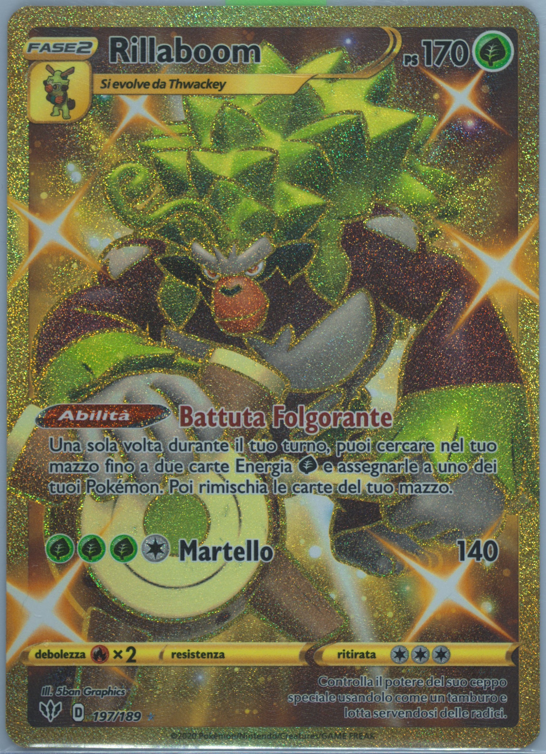 pokemon rillaboom gold card Amazon.com: Pokemon - Rillaboom - SV006/SV122 - Shining Fates - Shiny Vault main image 1